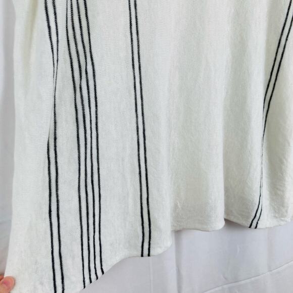 360Sweater Womens XS White 100% Linen Oversized Cap Sleeve Sweater Beachy Luxury - Picture 6 of 11